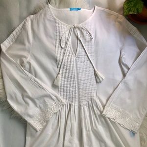 J. McLaughlin White Embroidered Tunic | XS